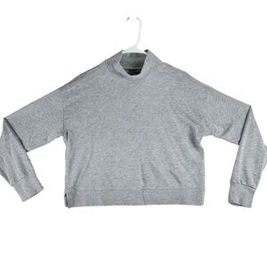 Sweaty Betty Mock Neck Sweatshirt Womens 6 Grey Marl Relaxed Cropped Pullover